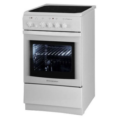 Плита электрическая De Luxe 506004.04эс белый стеклокерамика, 85x50x60см, 4 конфорки духовка 54 л, класс А
