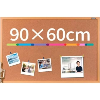 Доска пробковая Deli 8764 пробка желтый 60x90см деревянная рама