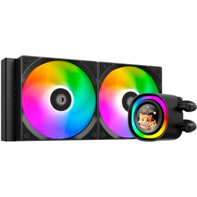 СВО ID-COOLING FX240 LCD (Soc 1851/​1700/​1200/​115X/​AM5/​AM4, 2x120mm fan, 2000rpm, 27.2 дБ, 300W, PWM 4-pin/​5V 3Pin ARGB,Cop)