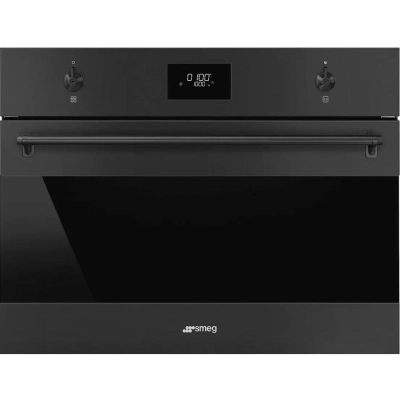 Встраиваемая микроволновая печь SMEG SO4301M0N чёрный матовый, Черное стекло Eclipse