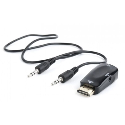Конвертер HDMI-1.4a (папа) - D-SUB/VGA (мама) + Audio stereo (mini-jack 3.5 mm), 1920x1200(1080)@60Hz, Cablexpert A-HDMI-VGA-02