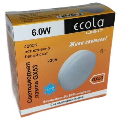 Лампа светодиодная ECOLA Light GX53 6,0W Tablet 220V 4200K 27x75 матовое стекло 30000h(1/100)