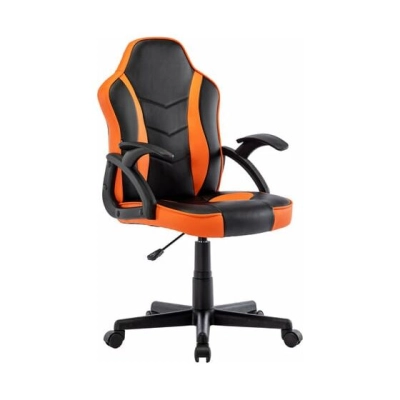 Кресло игровое BRABIX Shark GM-203 532513 на колесиках, эко.кожа/сетка черно-оранжевый