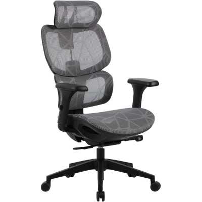 Кресло Cactus CS-MC555-GY черный/серый сетка с подголов. крестов. пластик пластик черный