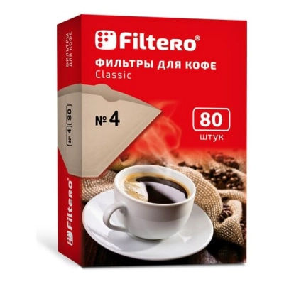 Фильтры для кофе FILTERO №4 бумажные, 80шт, (№4/80) коричневый