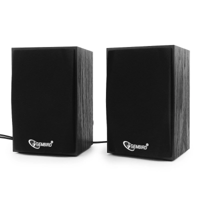 Gembird SPK-201, МДФ, черный ,2х2,5 Вт, регулятор громкости, USB-питание