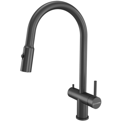 Смеситель для кухни KUCHENSTERN Brunn-FS 751GM80 нерж, вороненая сталь