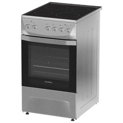 Электрическая плита Darina 1D5 EC 241 614 X нерж сталь, 85х50х60, 4 конфорки Hi-Light, электр мультифункц духовка 50л, 9 режимов, утапливаемые ручки