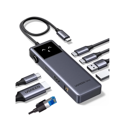 Хаб UGREEN CM888 (45155) UNO 7-in-1 4K@60Hz USB-C+3*USB-A+Ethernet+PD 100W+HDMI Hub Gray