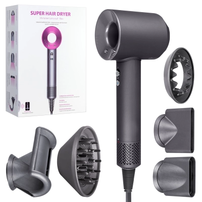 Набор фен SUPER HAIR DRYER (6 в 1) с насадками , 3M 1600Вт (Серый)