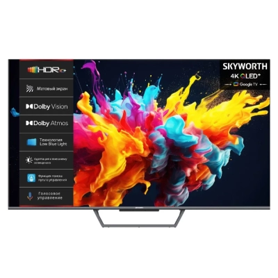 75 Телевизор Skyworth 75Q67G QLED черный 3840x2160, 4K Ultra HD, 60 Гц, Wi-Fi, Smart TV, Google TV