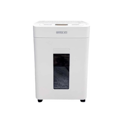 Шредер Office Kit SA120C (OK3910SA120C) 3,9х10 белый с автоподачей (секр.P-4) фрагменты 120лист. 25лтр. скобы пл.карты