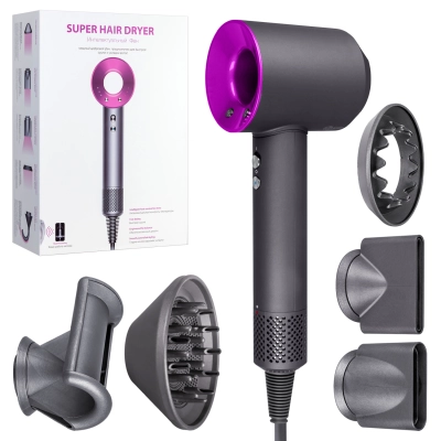 Набор фен SUPER HAIR DRYER (6 в 1) с насадками , 1.8M 1600Вт (Серый с фиолетовым)