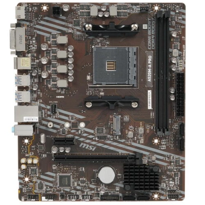 MB sAM4 MSI A520M-A PRO (A520, AM4, 2xDDR4, 1x PCI-E 3.0 x16 slot,1x M.2 slot,4x USB 3.2 Gen1,2x USB 2.0,1x HDMI,1x DVI-D,Gigabit LAN.