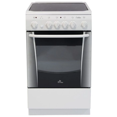Плита Электрическая De Luxe 506004.03эс белый стеклокерамика, 85x50x60см, 4 конфорки, духовка 54л, класс А