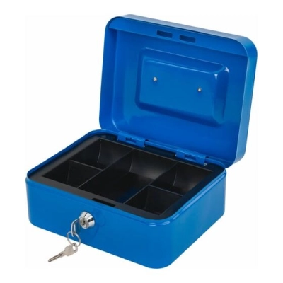 Ящик для денег BRAUBERG 291351 90х160х200мм, ключевой замок, синий