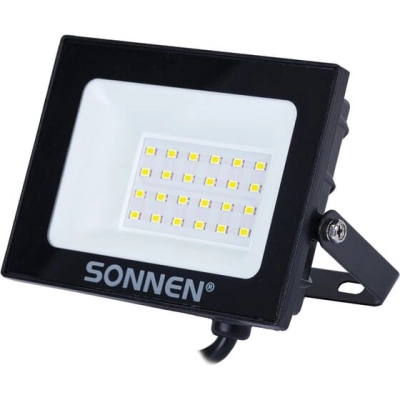 Прожектор светодиодный SONNEN 238412 20Вт, 6500К, 1600Лм, 20м2, IP65, 122x84x26мм, черный