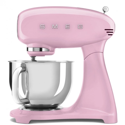 Миксер планетарный SMEG SMF05PKEU стиль 50-х гг, мощность 1000Вт, объем чаши 4.8л, 10 скоростей, розовый