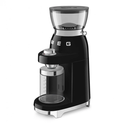 Кофемолка SMEG CGF03BLEU стиль 50-х годов 15 уровней помола, конические жернова, объем контейнера для кофе 240г, пастельный черный