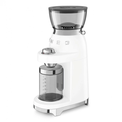 Кофемолка SMEG CGF03WHEU стиль 50-х годов 15 уровней помола, конические жернова, объем контейнера для кофе 240г
