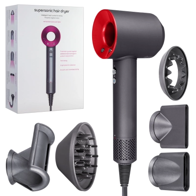 Набор фен supersonic (6 в 1) 1.8м (Серый с красным)