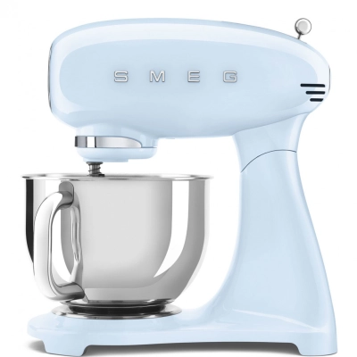 Миксер планетарный SMEG SMF05PBEU стиль 50-х гг, мощность 1000Вт, объем чаши 4.8л, 10 скоростей, пастельный голубой