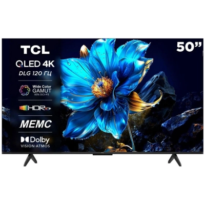 50 Телевизор TCL 50P7K черный QLED 3840x2160, 4K Ultra HD, 60 Гц, Wi-Fi, Smart TV, Google TV