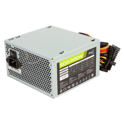 Блок питания Aerocool ECO-500W ATX v2.3 Haswell, fan 12cm, 400mm cable, power cord, 20+4P, 12V 4P, 1x PCI-E 6P, 3x SATA, 2x PATA, 1x FDD