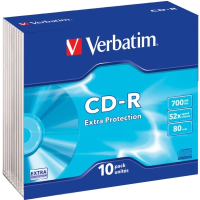 Диск CD-R Verbatim 700Mb 52x DataLife Slim (10 шт.) 43415