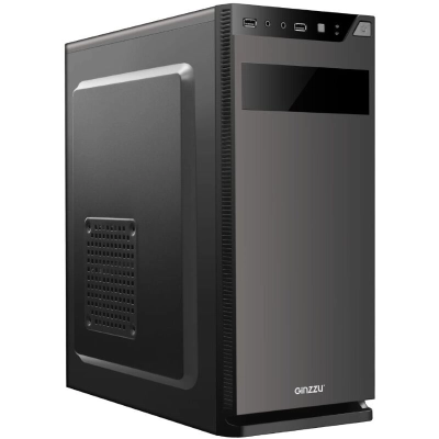 Корпус Ginzzu A190, ATX, 2xUSB2.0, черный,w/​o PSU, w/​o fan