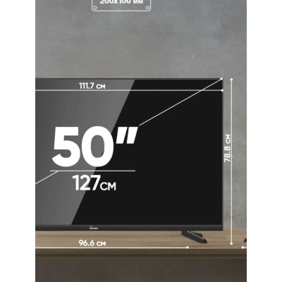 50 Телевизор Scoole SL-LED50S02T2SU черный 3840x2160, 4K Ultra HD, 60 Гц, Wi-Fi, Smart TV, Android TV