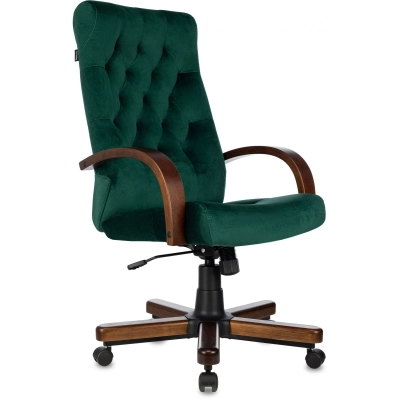 Кресло Бюрократ T-9928WALNUT/FABR/GN для руководителя Fabric зеленый Italia Green крестов. металл/дерево