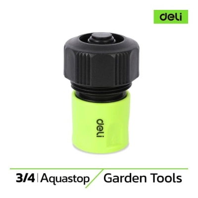 Соединитель Deli DL8796 быстросъемный для шланга с аквастопом 3/4 ударопрочный пластик