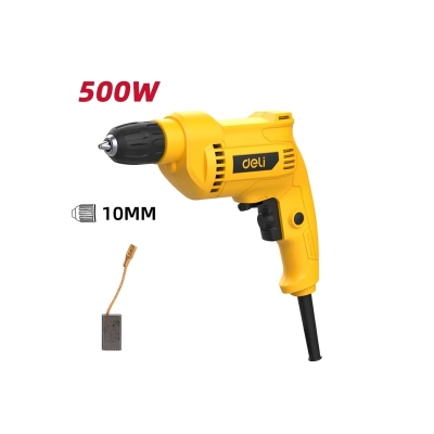 Дрель сетевая Deli DL-DZ10-E2 500Вт, 0-3300об/мин, быстрозажимной патрон 10мм, картон