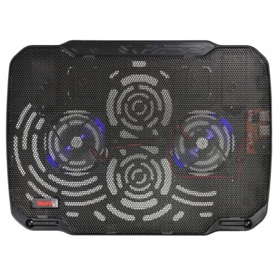 Подставка для ноутбука до 15,6 Buro BU-LCP156-B208 Black, 2 вентилятора: 80 мм, поток: 78.35 CFM, уровень шума: 23 dB(A), 2 х USB-разъёма, LED подсветка, регулировка наклона, материал: металл, пластик