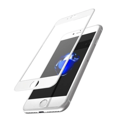 Защитное стекло 10D для iPhone 7/8/SE, Full Glue 3D, прозрачный+белая рамка