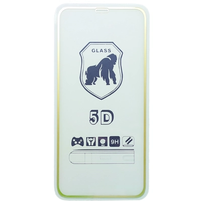 Защитное стекло Gorilla Glass 5D для iPhone XS Max/​11 Pro Max, Full Glue 2.5D, прозрачный+золотая рамка