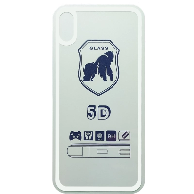 Защитное стекло заднее Gorilla Glass 5D для iPhone XS Max/​11 Pro Max, Full Glue 2.5D, прозрачный+белая рамка