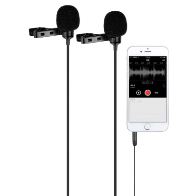Микрофон CANDC DC-C2, петличный, Jack 3.5mm, черный, двойной всенаправленный