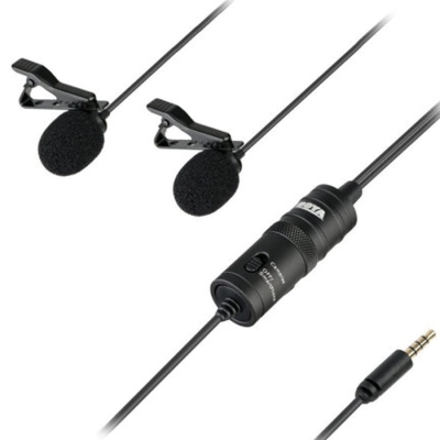 Микрофон BOYA BY-M1DM, петличный, Jack 3.5mm, черный, двойной всенаправленный (B)