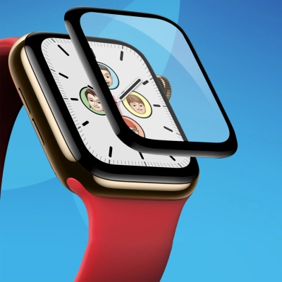Защитное стекло COTEetCI 4D для Apple Watch SE, Full Glue 3D, 40mm, прозрачный+черная рамка