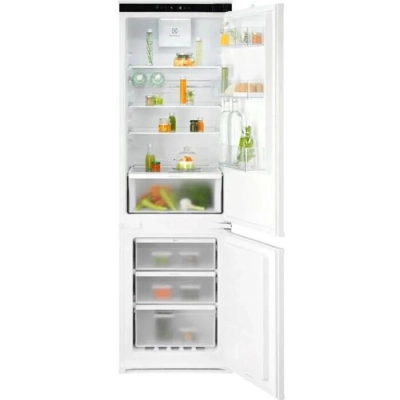 Встраиваемый холодильник ELECTROLUX E7TNGE18S комбинированный, скользящие направляющие, без No Frost, сенсорное управление, полезный объём: 256л