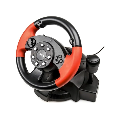 Игровой руль Dialog GW-125VR E-Racer - эф.вибрации, 2 педали, рычаг ПП, PC USB (115119)