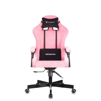 Кресло игровое Knight Terminator розовый Velvet 36 крестов. металл