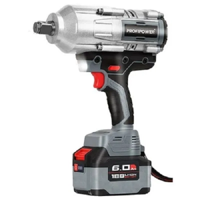 Гайковерт аккум. ProfiPower бесщеточный ударный T-2000N (Li-ion-1шт, 6.0Ач, 2000Нм, адаптер переходника, З/У, в кейсе) E0187