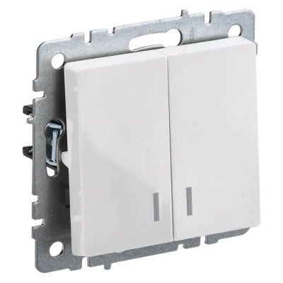 Выключатель IEK Brite ВС10-2-1-БрБ (BR-V20-1-10-K01) скрыт. 2кл. с подсветкой IP20 белый (упак. 1шт)