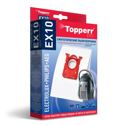 Пылесборники Topperr 1404 EX10 Фильтр синтетический д/пылесоса Electrolux,Philips,AEG (S-bag,Gr200)4 шт