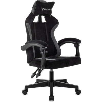 Кресло игровое Knight Wolf черный/серый крестов. пластик