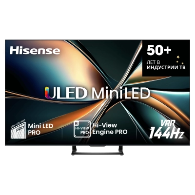 65 Телевизор Hisense 65U7Q черный QLED 3840x2160, 4K Ultra HD, 144 Гц, Wi-Fi, Smart TV, VIDAA