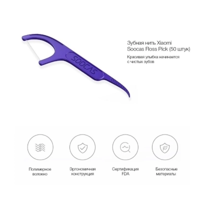 Зубная нить Xiaomi (Mi) Soocas Dental Floss Pick D1-CN1 (1 pack) 50шт China, голубая